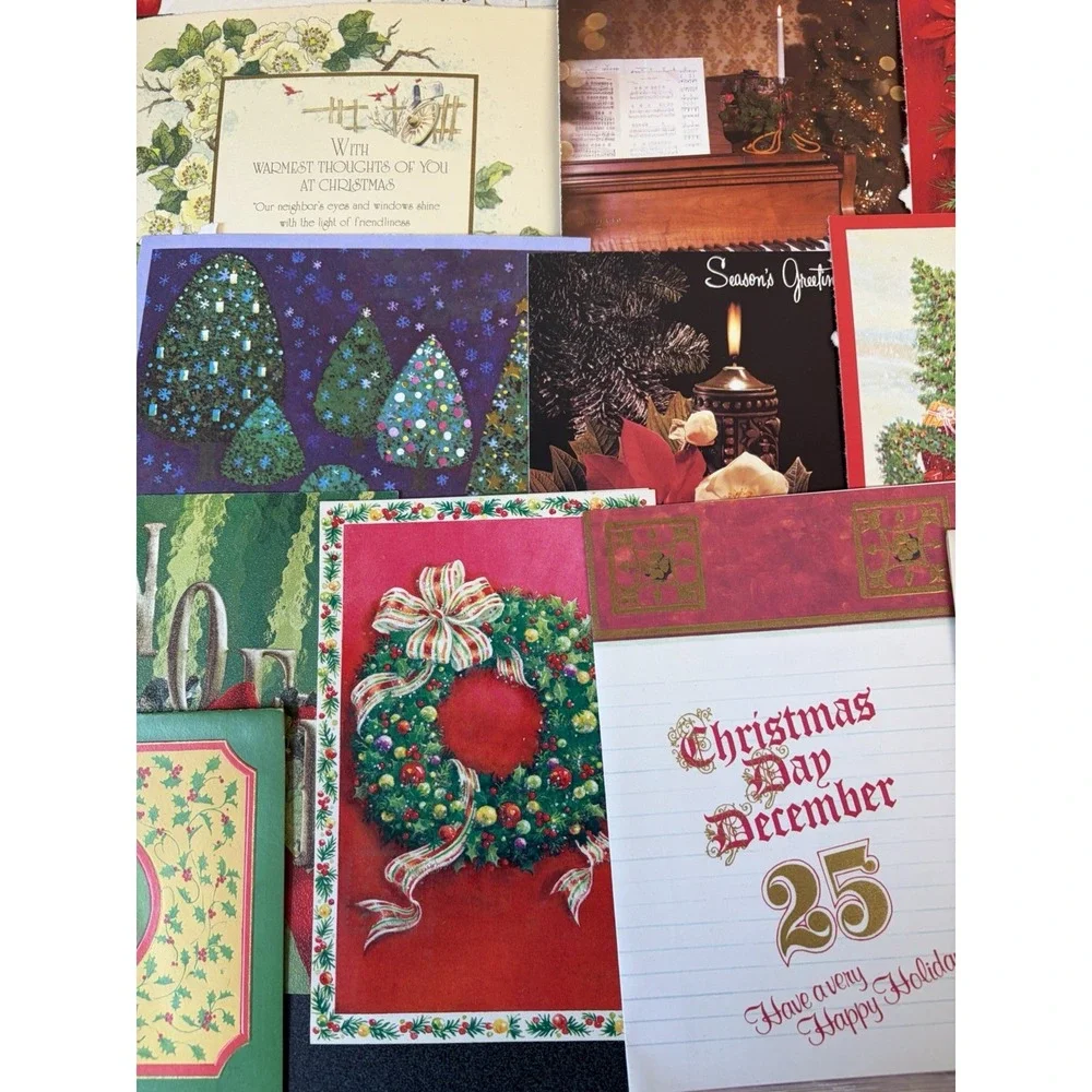 Vintage Christmas Cards Fronts ONLY Traditional Scrapbooking Decoupage Lot 50+